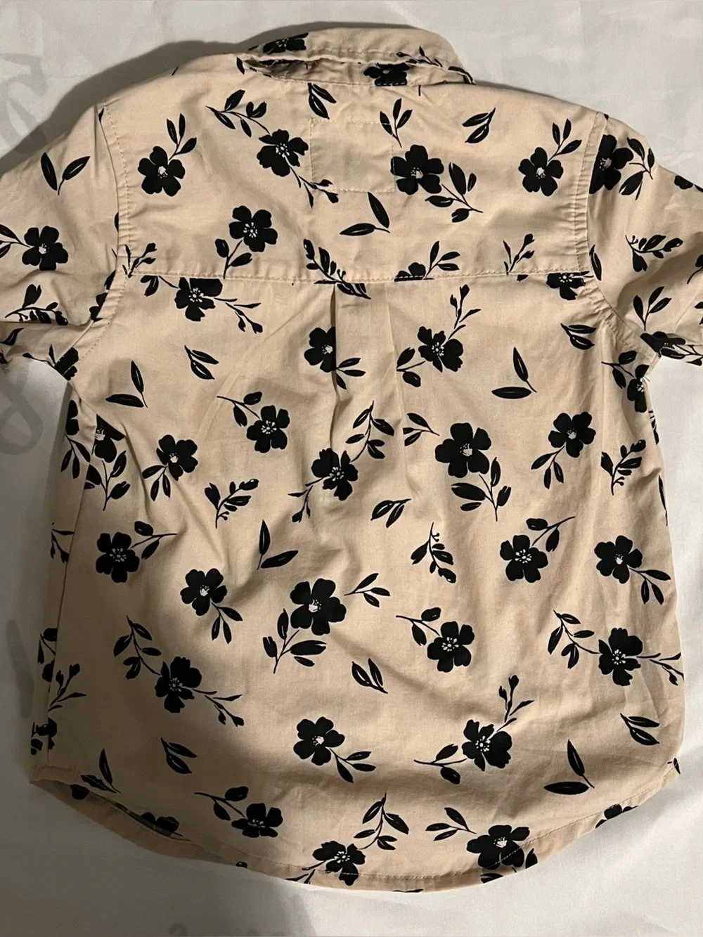 Stitch & Stone Cream Floral Button-Up Short Sleeve Shirt and Black Short Size 2T